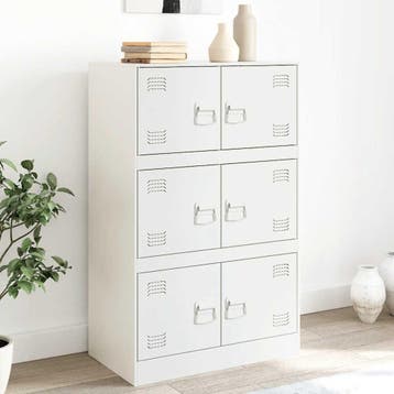 vidaXL Dressoir 67x39x107 cm staal wit, Verzenden, Nieuw