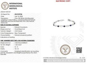 Armband - 18 karaat Witgoud - 5.59ct. tw. Saffier - Diamant