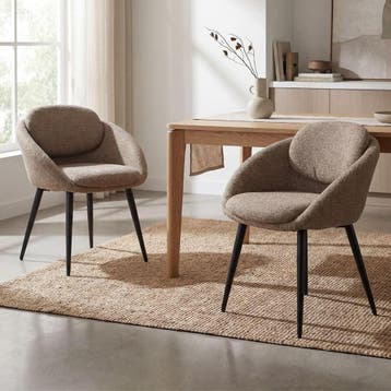 Eetkamerstoelen - Set van 2 - Met armleuning - Bruin - Ya-Ho, Verzenden, Nieuw