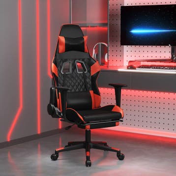 vidaXL Massage gamestoel met voetensteun kunstleer zwart en, Verzenden, Nieuw