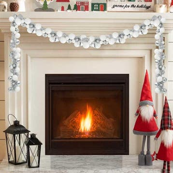 vidaXL Kerstbal Guirlande LEDs Wit en Zilver 186 cm, Verzenden, Nieuw