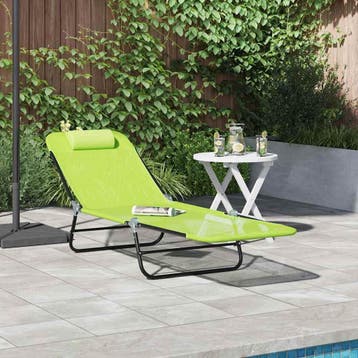 vidaXL Opvouwbare zonnebed Groen 182 x 55 x 85,5 cm, Verzenden