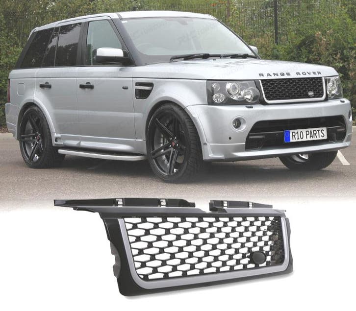 GRILLE POUR RANGE ROVER SPORT 05-09 NOIR BRILLANT ARGENT, Auto-onderdelen, Carrosserie, Verzenden