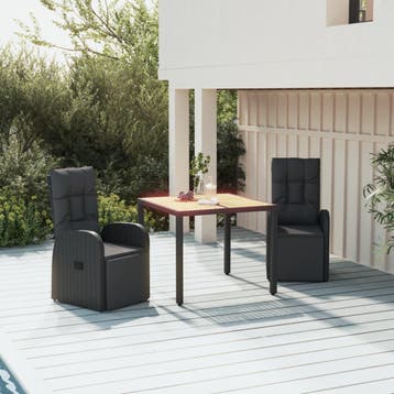 vidaXL 3-delige Tuinset poly rattan en massief acaciahout, Verzenden, Nieuw, Tuinset