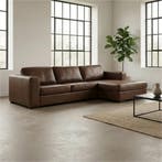 Leren hoekbank Flow - 2 zits + longchair, Huis en Inrichting, Nieuw, Ophalen of Verzenden, Modern, 200 tot 250 cm