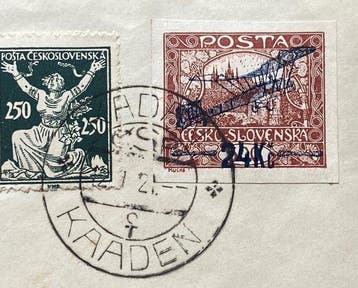 Tchécoslovaquie - 1920 – Enveloppe de courrier aérien, Gestempeld