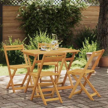 vidaXL Opvouwbare Tuin Stoelen 4 st Naturel Massief Acacia, Tuin en Terras, Verzenden, Nieuw
