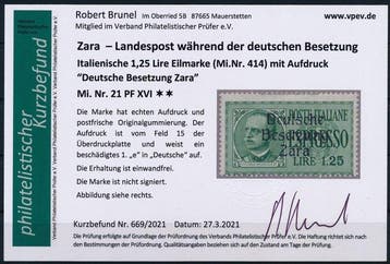 Duitse Rijk - Bezetting van Zara 1943 - Spoedzegel 1,25 lire, Gestempeld