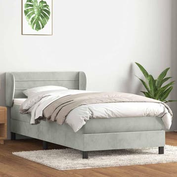 vidaXL Boxspring met matras fluweel lichtgrijs 90x220 cm, Huis en Inrichting, Slaapkamer | Bedden, Verzenden, Nieuw