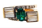 Bague - 18 carats Or jaune Tourmaline - Diamant