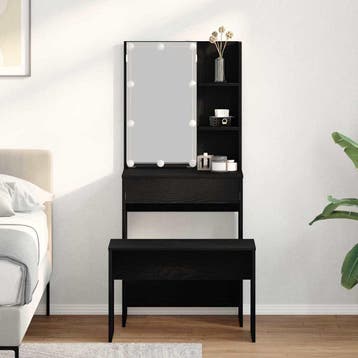 vidaXL LED Kaptafel Set 2 st Zwart Eiken 60 x 40 x 140 cm, Verzenden, Nieuw