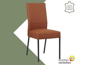 Leren eetkamerstoel Real - Toledo Natur (cognac) - Poten, Huis en Inrichting, Stoelen, Bruin, Nieuw, Ophalen of Verzenden, Eén