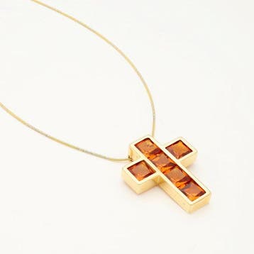Halsketting - 18 karaat Geel goud - Saffier, Handtassen en Accessoires, Nieuw