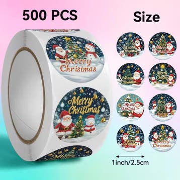 Sluitstickers kerstetiketten merry christmas donkerblauw, Nieuw