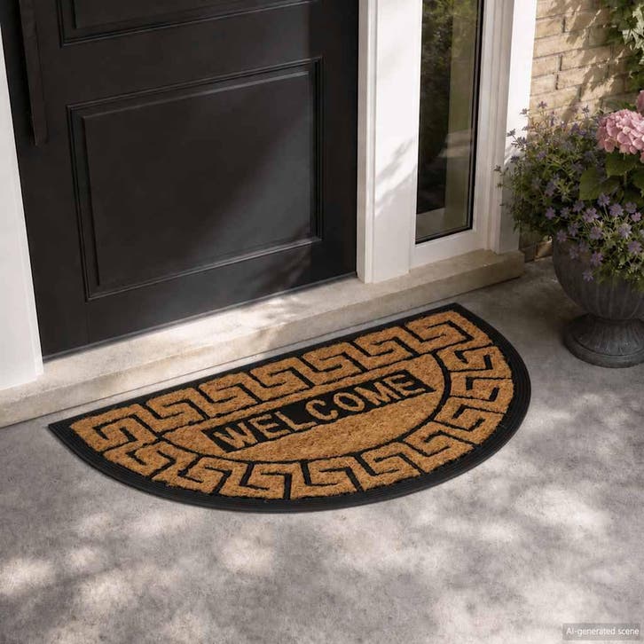 vidaXL Deurmat halfrond 45x75 cm rubber en kokosvezel, Tuin en Terras, Deurmatten, Nieuw, Verzenden