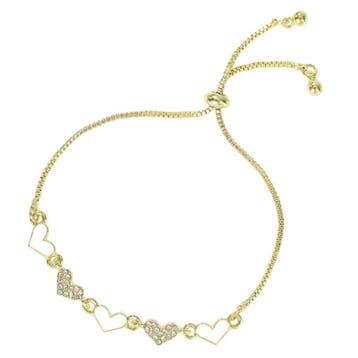 Fako Bijoux - Dames Armband Hartjes Goud Strass -, Verzenden