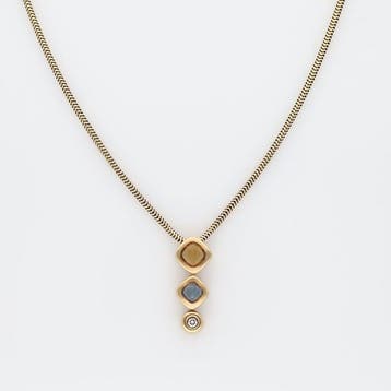 Halsketting - 14 karaat Geel goud - Diamant - citrien,, Nieuw