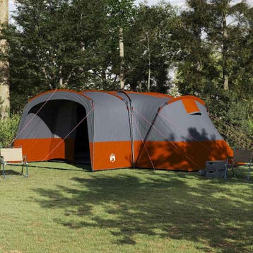 vidaXL Familietent voor 12 Personen 12-persoons Grijs en, Caravanes & Camping, Verzenden