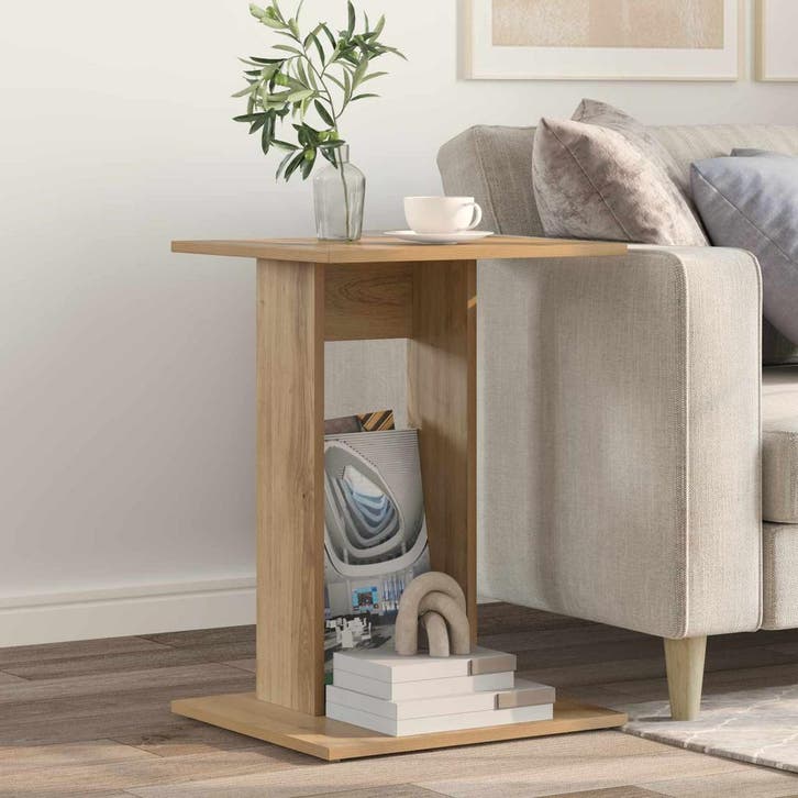 vidaXL Bijzettafel Artisan Eiken 45 x 40 x 62,5 cm Bewerkt, Maison & Meubles, Tables | Tables d'appoint, Envoi