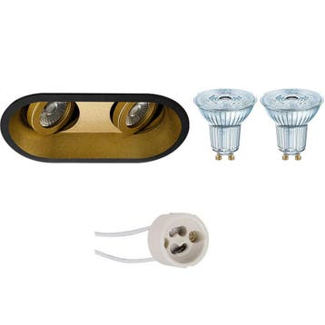 LED Spot Set 4W - Kantelbare Dimbare Inbouwspot Mat Zwart &, Verzenden, Nieuw