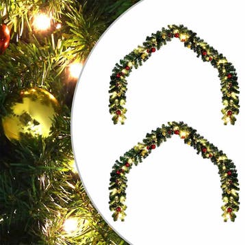 vidaXL Kerstkrans 2 st 600 LEDs Groen 20 m PVC, Verzenden, Nieuw