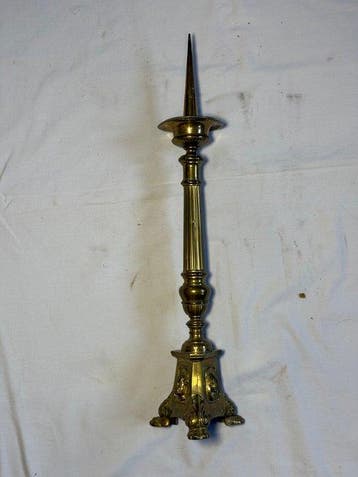 Antieke Messing Kandelaar - Messing - 1930-1940 - 60 cm -
