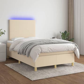 vidaXL Boxspring met matras en LED stof crèmekleurig 120x200, Verzenden, Nieuw
