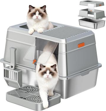 FPLB204SG1 Kattenbak van roestvrij staal met deksel, XL gesl, Verzenden, Nieuw