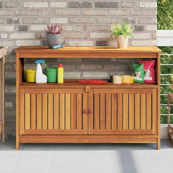 vidaXL Tuinwandtafel 110x35x75 cm massief acaciahout, Tuin en Terras, Verzenden, Nieuw