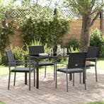vidaXL Tuin Eettafel Set 5 pcs Zwart en Lichtgrijs PE Riet, Verzenden, Nieuw