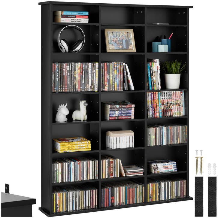 Kast Stevie 105,5x19x136,5cm - zwart, Maison & Meubles, Accessoires pour la Maison | Étagères pour CD & DVD, Envoi