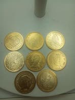 Spanje. Historical Medal Lote 8 monedas bañadas en oro 24k
