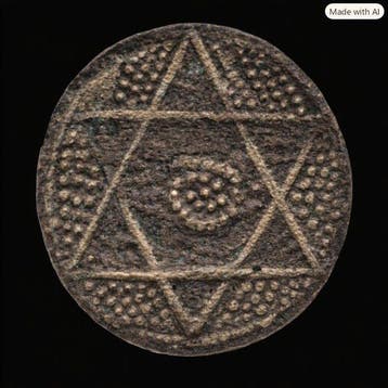 Médiéval, époque des Croisés Plomb, plaque gravée avec