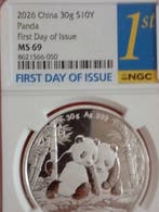 China. 10 Yuan 2026 Panda - First Day Issue MS69 (Zonder, Postzegels en Munten
