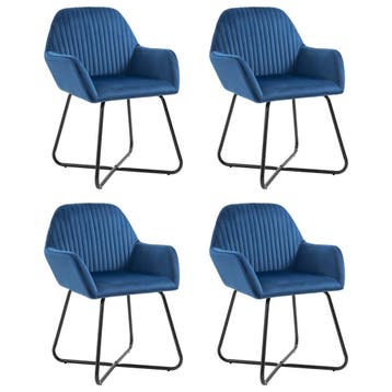 vidaXL Eetkamerstoelen 4 st fluweel blauw, Verzenden, Nieuw