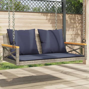 vidaXL Schommelbank met kussens 109x62x40 cm poly rattan, Verzenden
