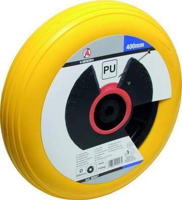 Bgs Technic PU Wiel voor Kruiwagen, geel, 400 mm, Verzenden, Nieuw