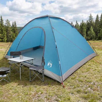 vidaXL Kamperen tent 6-persoons Blauw 185T Polyester met, Caravanes & Camping, Verzenden