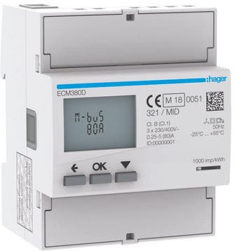 Compteur Délectricité Hager - ECM380D, Doe-het-zelf en Bouw, Elektriciteit en Kabels, Verzenden, Nieuw