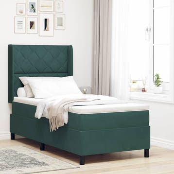 vidaXL Boxspring bed met hoofdeinde Donkergroen 90 x 190 cm, Verzenden