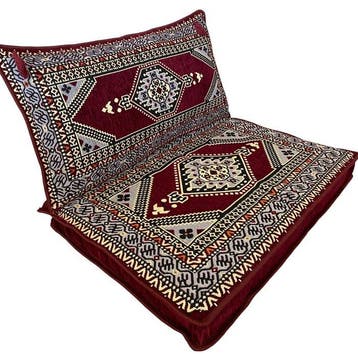 Kelim - 95 cm - 70 cm - Ottomaanse poef en kussen