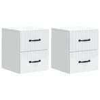 vidaXL Muurbevestigde Nachttafel met lade 2 pcs Wit 34,5 x, Verzenden, Nieuw
