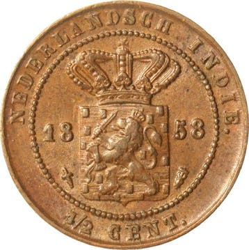 Indes orientales néerlandaises. 1/2 Cent 1858, 1859 & 1860