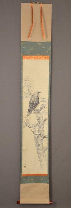 Rouleau suspendu japonais - Faucon sur un pin (Shojo, Antiek en Kunst, Antiek | Overige Antiek