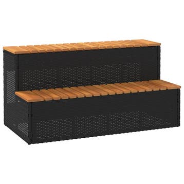 vidaXL Hottub-opstap 100x50x50,5 cm poly rattan&massief, Verzenden