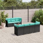 vidaXL 8-delige Loungeset met kussens poly rattan zwart, Verzenden, Loungeset