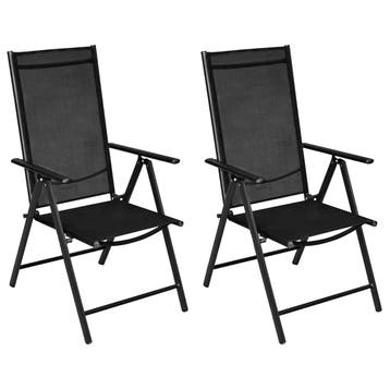 vidaXL Opklapbare stoelen, 2 stuks, aluminium en textiel,, Verzenden, Nieuw