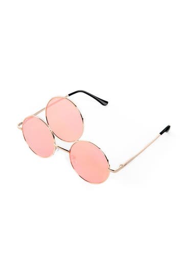 KIMU® Derde Oog Zonnebril Goud Montuur Rosé Gouden Spiegel G, Ophalen of Verzenden