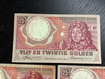 Nederland. - 5 x 25 Gulden 1955 - Pick 87 (Zonder