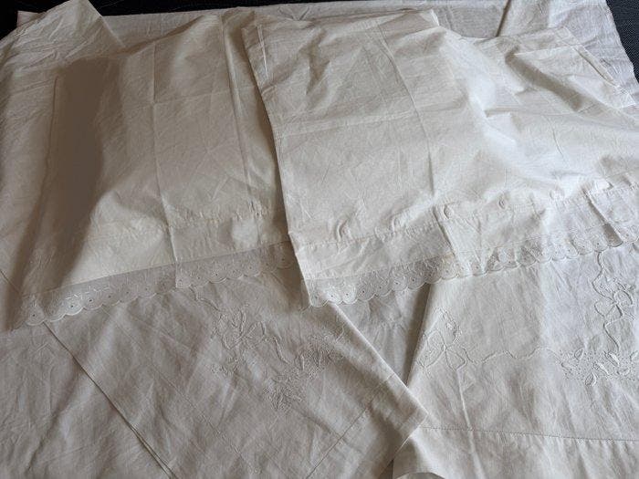 Biancheria letto- federe - Drap de lit (3) - 230 cm - 235 cm, Antiquités & Art, Tapis & Textile